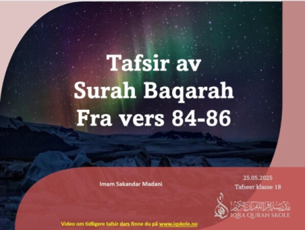Dars 18, Tafsir av Surah Baqarah fra vers 84-86